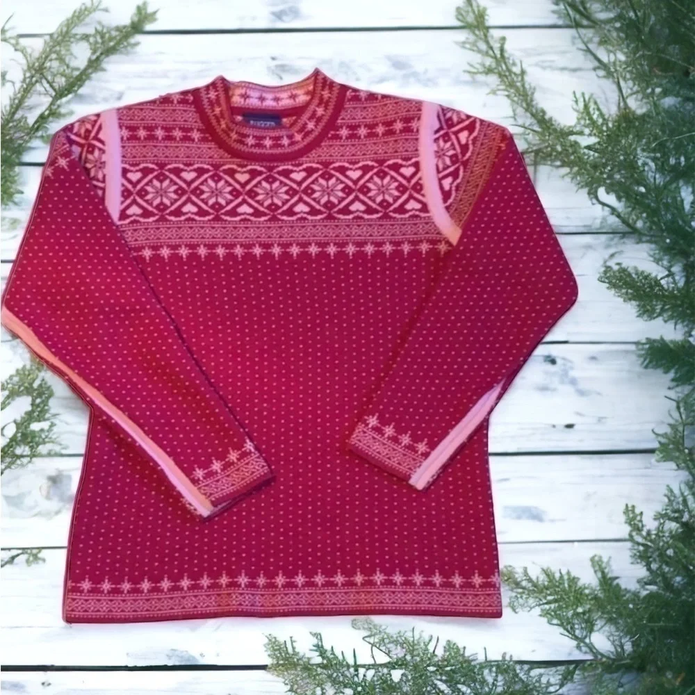 Rugged Bear Girls Sweater Pink Nordic Wool Blend - Size 10 - Picture 7 of 7